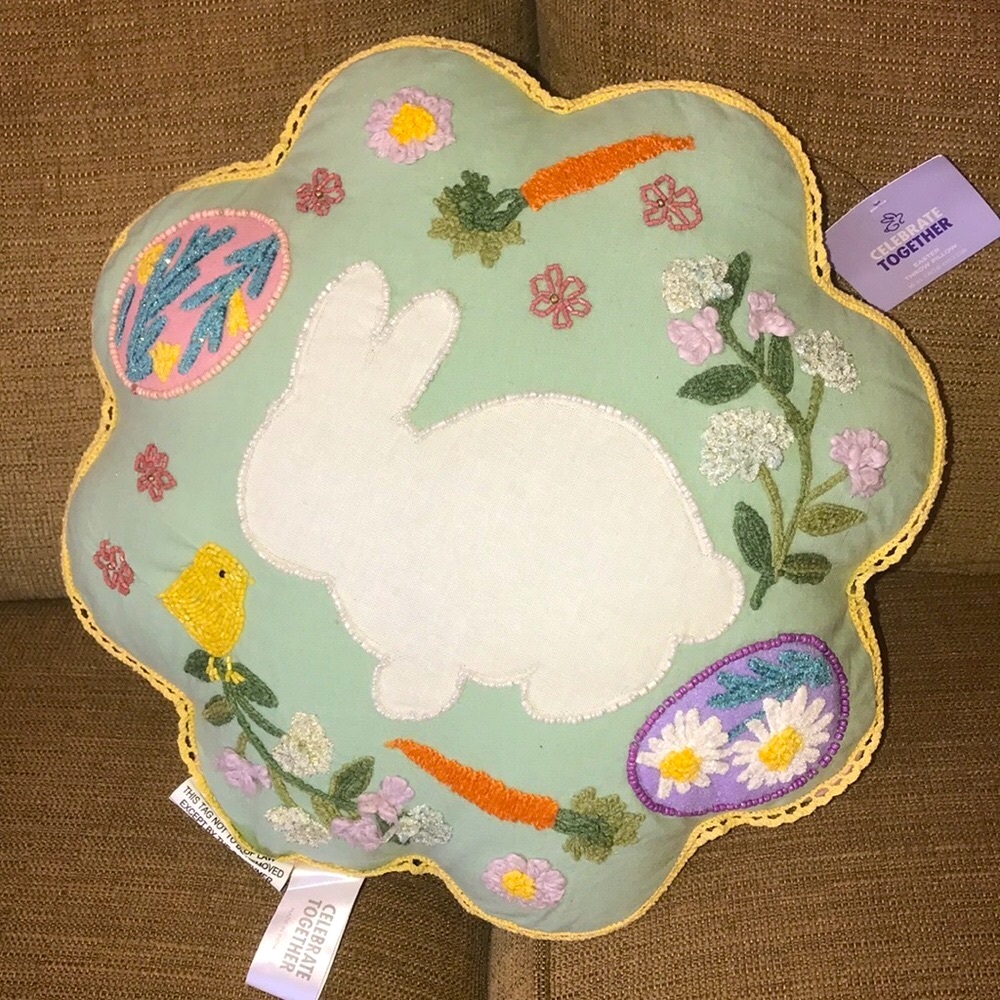 Celebrate Together Easter Bunny Embroidered Throw Pillow - Picture 3 of 5